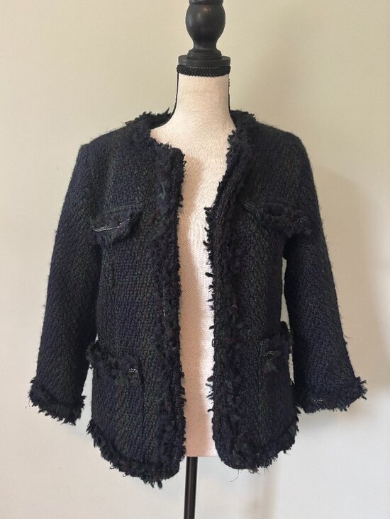 Joe Fresh Jackets & Blazers - Joe Fresh for JCPenney Navy Tweed Fringe Jacket Size 10 NWT